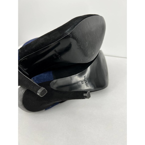 Nine West Suede Booties Zip Front Blue Gray Black Women's Size 8M - Picture 4 of 7